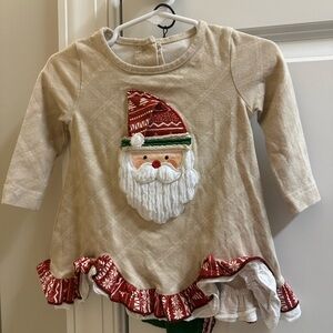 RicRac Festive Beige Santa Set 12m GUC